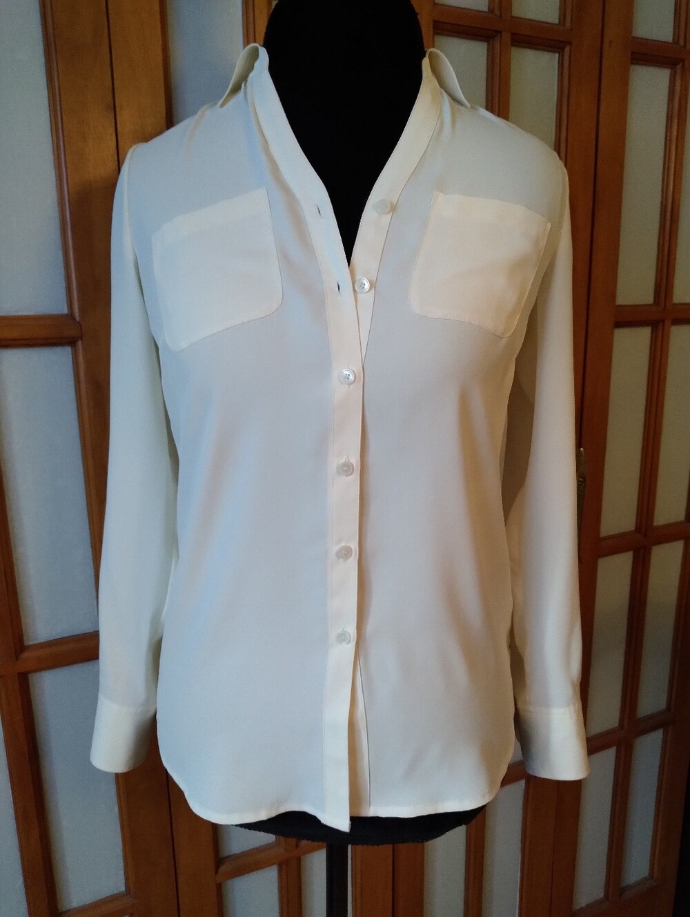 New Women’s Ivory Semi Sheer Blouse Shirt By Talbots, Sz XS PETITE NWOT